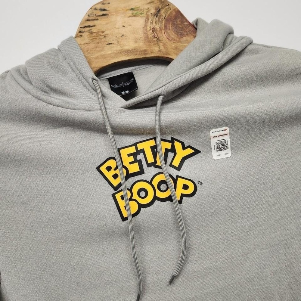 Grey Betty Boop hoodie with yellow accents Pullover NWT Size M #cartoon